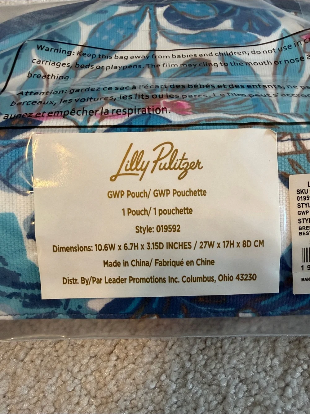 Lilly Pulitzer Floral Canvas Cosmetic Pouch - Navy Blue